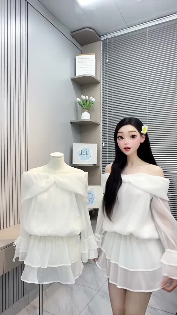 Váy Trễ Vai Phối Vạt Nơ Chất Liệu Tơ Xốp Nhún Hông Dáng Xòe Tặng Kèm Quần Trong | BigBuy360 - bigbuy360.vn