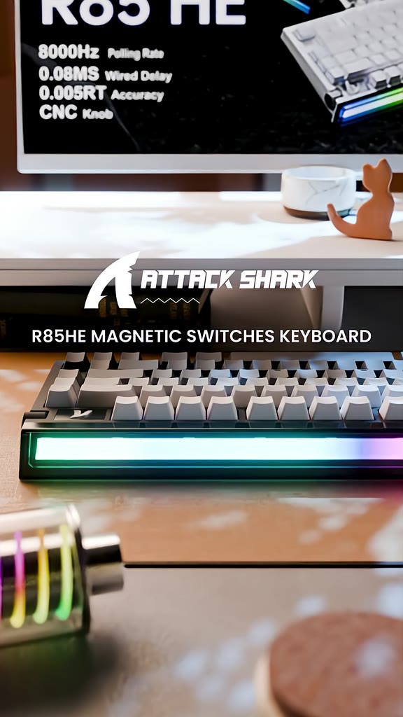 Bàn Phím Gaming Attack Shark R85 HE Switch Từ Tính, Rapid Trigger 0.005mm, 8KHz, LED RGB Neon Box | BigBuy360 - bigbuy360.vn