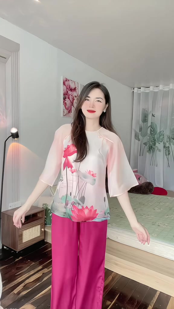 Set đồ lam, đồ đi chùa lễ tết, bộ pháp phục Z6, họa tiết in 3D dành cho nữ, chất liệu voan ánh kim mềm mát Kim Thanh | BigBuy360 - bigbuy360.vn