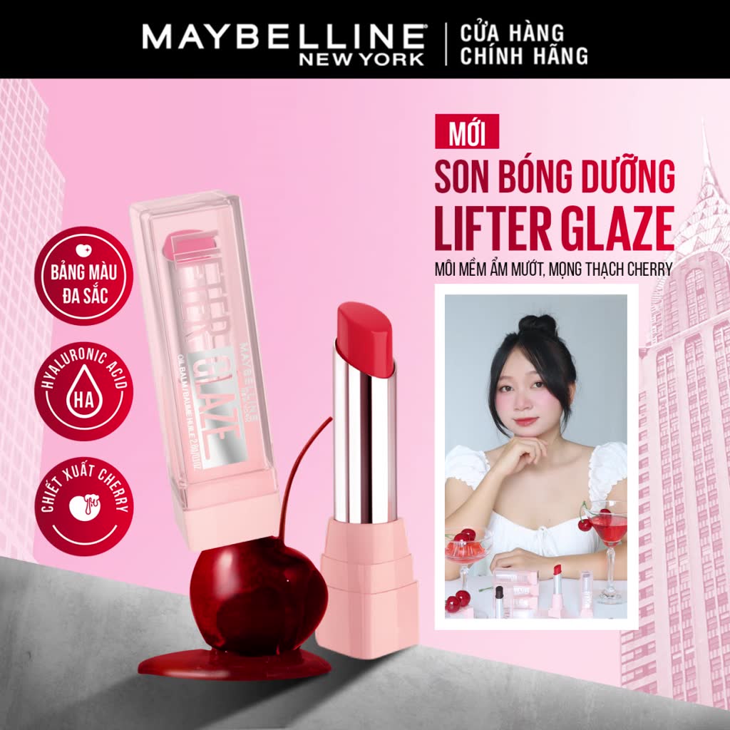 Son bóng dưỡng Maybelline New York Lifter Glaze cho môi mềm ẩm mướt, mọng thạch Cherry 2.8g | BigBuy360 - bigbuy360.vn