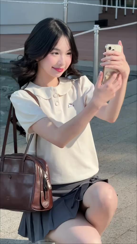 Áo polo nữ MONÁ tay phồng thêu thỏ chất thun cá sấu - BUNNIE TOP | BigBuy360 - bigbuy360.vn