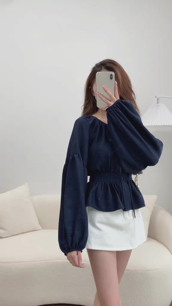 Áo Sơ Mi Cổ Nơ Tay Bồng Thân Bo Eo Chun Lưng Chất Đũi A3168 Kenco clothing.saigon Thời Trang Nữ | BigBuy360 - bigbuy360.vn