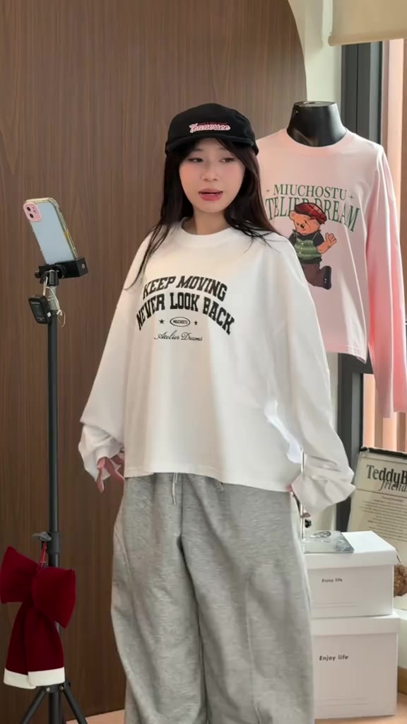 Áo thun boxy tay dài basic style in chữ BST Miucho mềm mại cao cấp dày dặn đứng form in mix | BigBuy360 - bigbuy360.vn