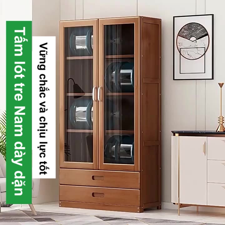 Kệ Sách Tre Thân Thiên 2 Cửa Kính Long Lanh 2 Ngăn Kéo Đổi Lưu Trữ Tiết Kiệm Không Gian 80x30x160cm | BigBuy360 - bigbuy360.vn