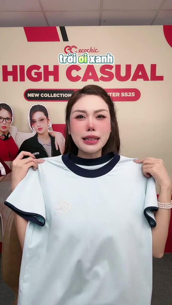 Áo Baby Tee ECOCHIC Basic Cổ Tròn Phối Viền Logo Ngực Chất Liệu Cao Cấp Mềm Mịn Chính Hãng B193 | BigBuy360 - bigbuy360.vn