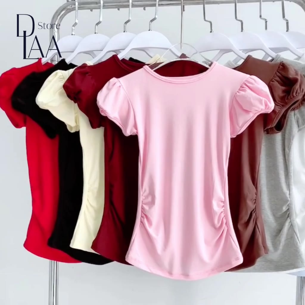 Áo Thun Nữ Tay Ngắn Kiểu Phồng DaaLaa Store Nhún Eo Phong Cách Basic A51491 | BigBuy360 - bigbuy360.vn