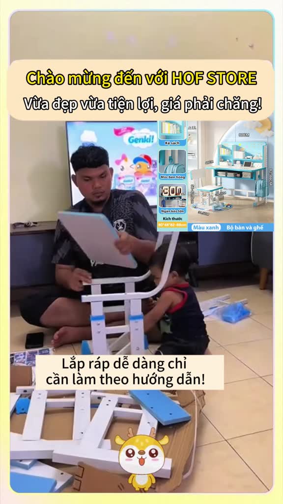 HUHU Bàn học nâng hạ mua bàn tặng ghế chống gù bảo vệ mắt tiện dụng cho mọi lứa tuổi dễ lắp ráp | BigBuy360 - bigbuy360.vn