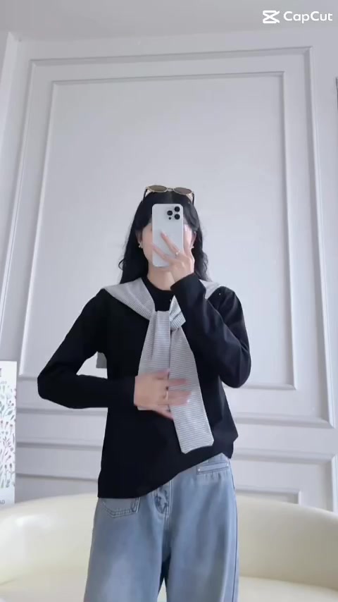 Khăn Choàng Vắt Vai  [Genzshop]  Phối Áo Sơ Mi Áo Thun Chất Cotton 2 Lớp | BigBuy360 - bigbuy360.vn