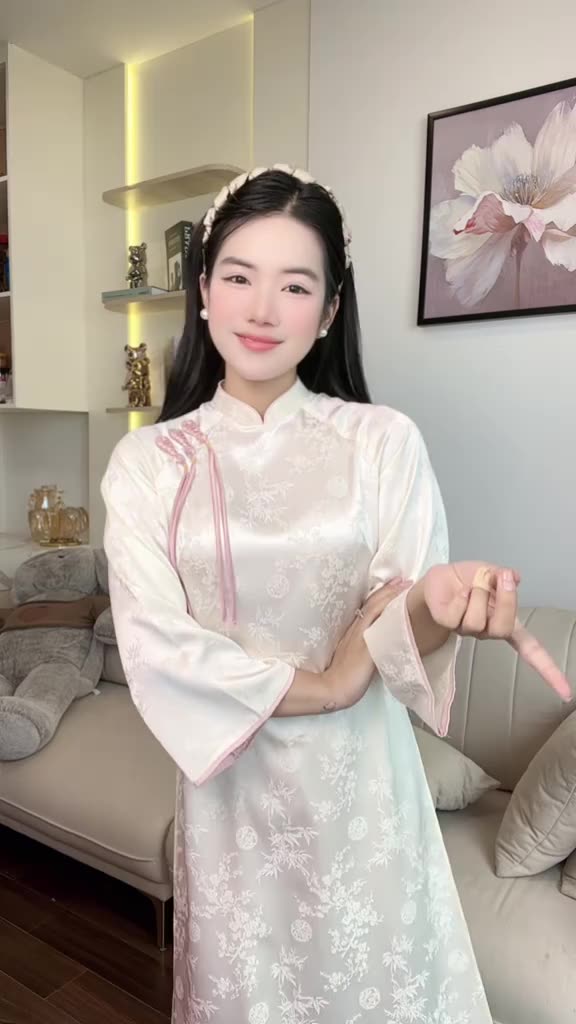 Áo dài cách tân MỘC LAM , chất liệu lụa gấm mềm kết hợp đính nơ cách điệu - Áo Dài Cúc | BigBuy360 - bigbuy360.vn