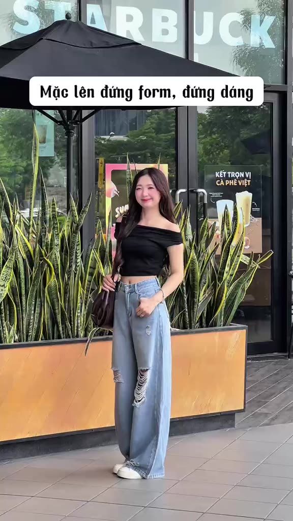 Quần Jean Nữ Ống Rộng Rách Gối Midori Shop Quần Bò Nữ Lưng Cạp Cao Jean Mềm Hách Dáng S037 | BigBuy360 - bigbuy360.vn