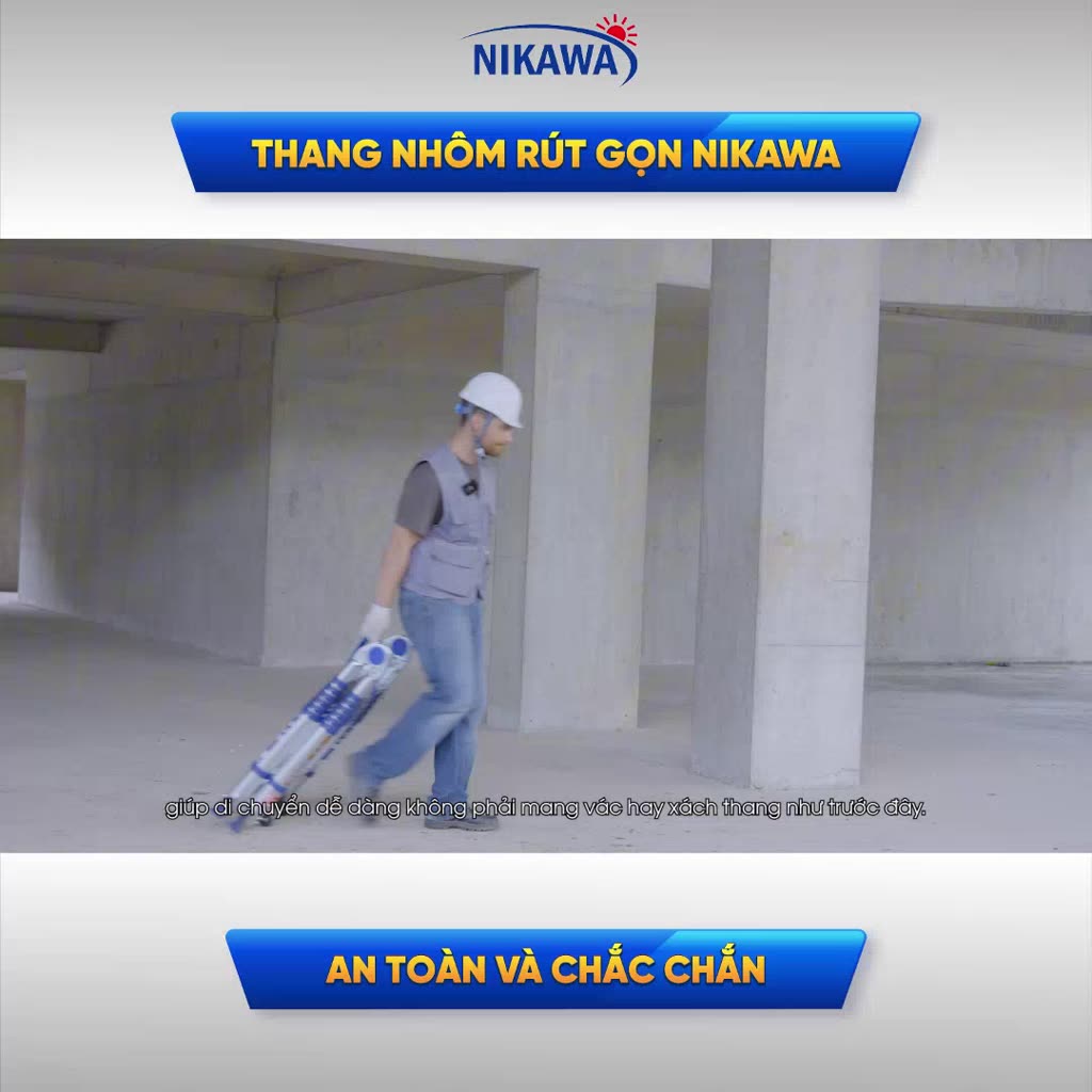 Thang nhôm rút đơn NIKAWA NK xếp gọn 3,2 - 5,8m, công nghệ Nhật Bản, bảo hành chính hãng 18 tháng | BigBuy360 - bigbuy360.vn