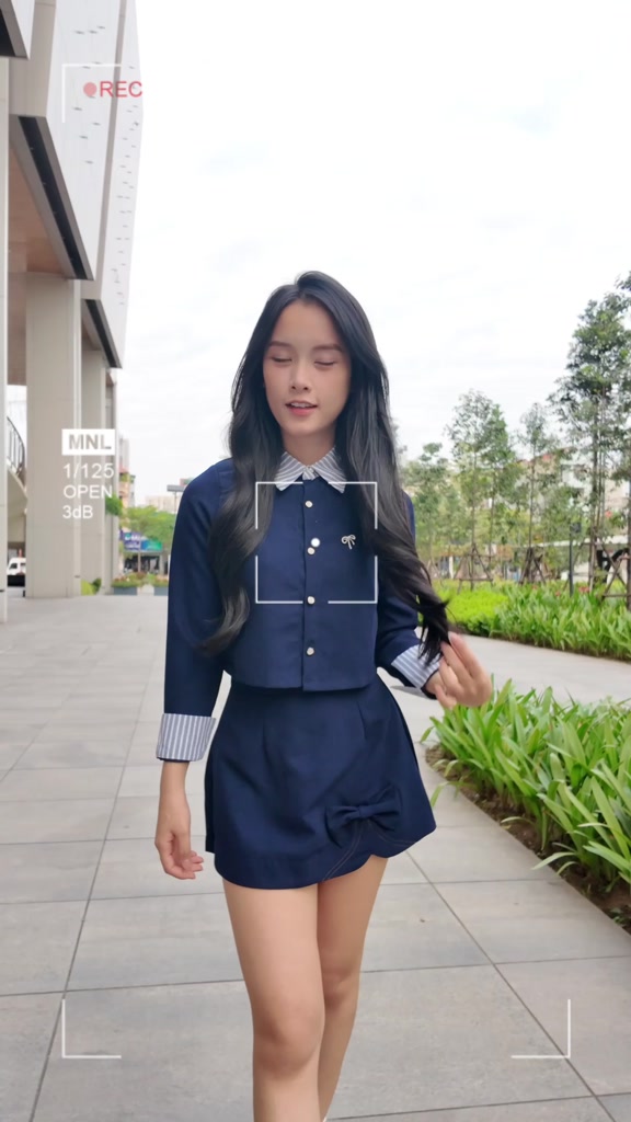 Set đồ nữ BIGSIZE Banamo áo sơ mi dài tay phối cổ kẻ sọc xanh mix chân váy chữ A đính nơ dáng xoè Hàn Quốc 1900 | BigBuy360 - bigbuy360.vn