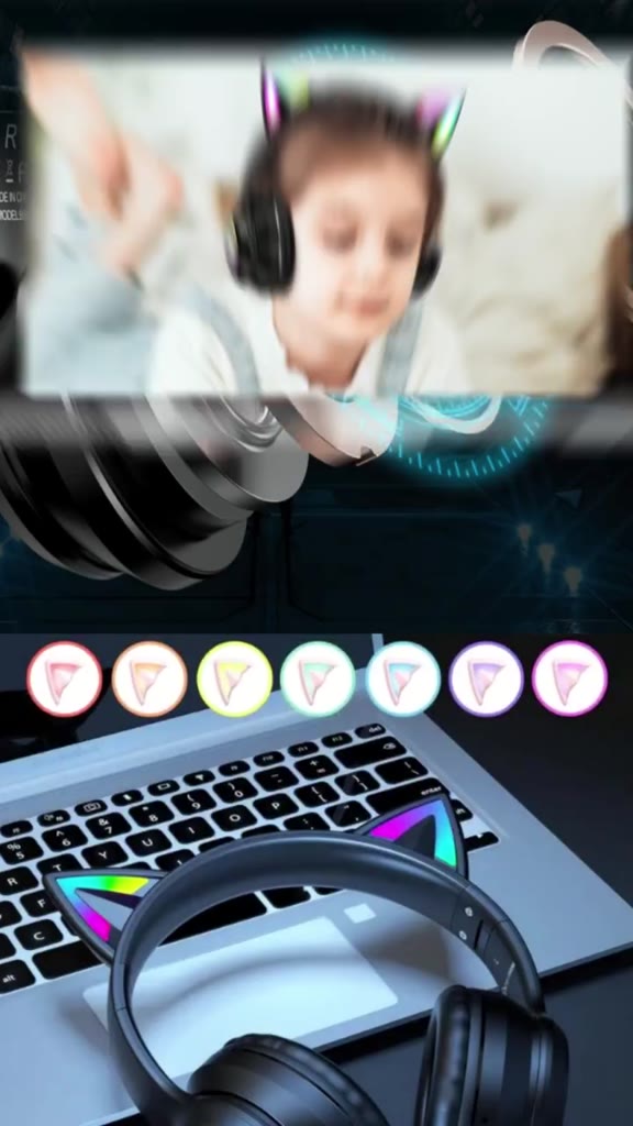 Tai nghe chơi game không dây Bluetooth tai mèo ONIKUMA B90 Đen với micrô có thể thu vào đèn RGB | BigBuy360 - bigbuy360.vn