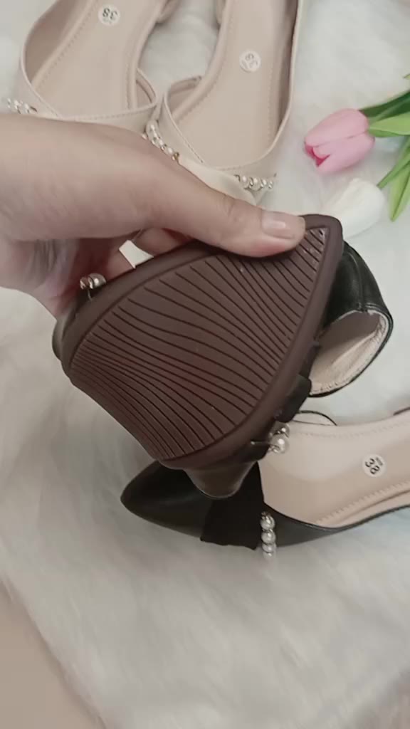 Giầy bệt BC đế chống trơn trượt ngọc dây 2 bên siêu xinh dáng hở eo mã(BN1) | BigBuy360 - bigbuy360.vn