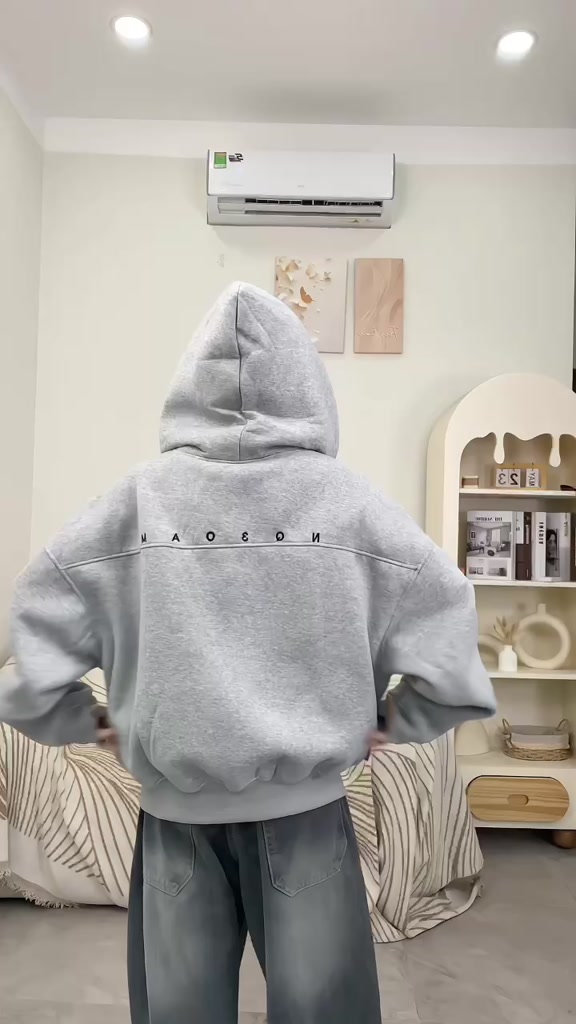 Áo Khoác Hoodie Zip Nỉ Cotton Thêu Nổi NQ30 AM Form Boxy Nam Nữ Unisex | BigBuy360 - bigbuy360.vn