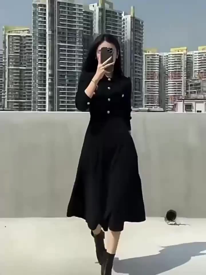 Váy dài tay dáng dài mùa đông cổ polo Tuvada, XẢ 25K đầm dài sang chảnh nhung tăm cúc vàng - VND140 | BigBuy360 - bigbuy360.vn