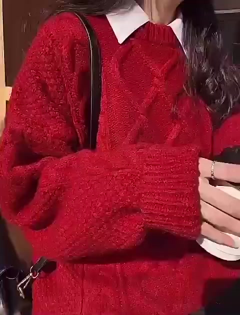 Áo len đỏ dài tay mặc đi chơi giáng sinh, noel, tết phối màu dễ thương, Áo len nữ chất len dệt dày cao cấp QK_002 | BigBuy360 - bigbuy360.vn