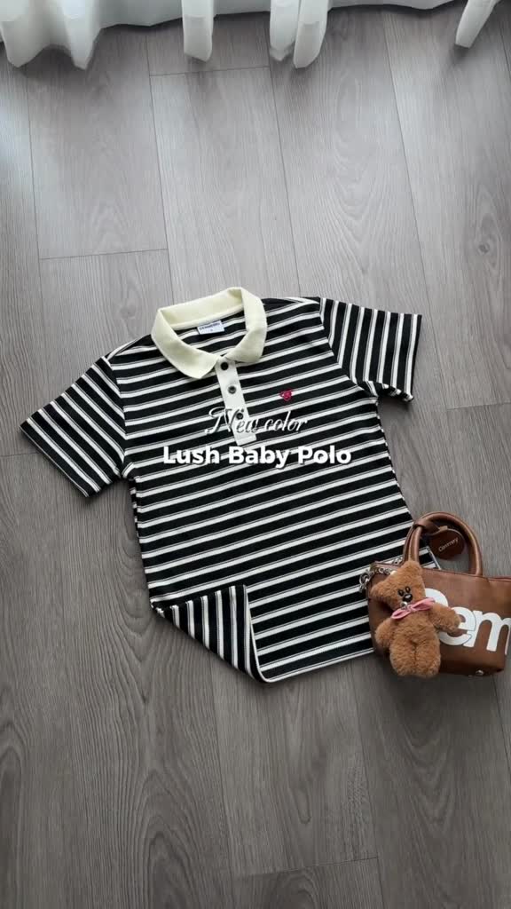 Áo Baby Polo CEMMERY Local Brand Chính Hãng Lush Baby Polo Sọc Nữ Tay Ngắn Logo Thêu 3D Nổi 3 Màu | BigBuy360 - bigbuy360.vn