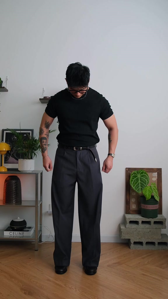 Quần âu nam wool cạp thường PEALO ss25 chất liệu cao cấp form xuông loosefit -TEMPO TROUSERS SPT2 | BigBuy360 - bigbuy360.vn