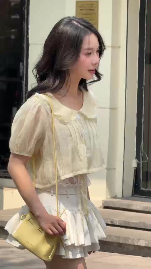 [SUMMER - HÈ] Áo Babydoll Croptop tay phồng SAIGONESE PINK phối ren bo thun không lộ - A15SP | BigBuy360 - bigbuy360.vn