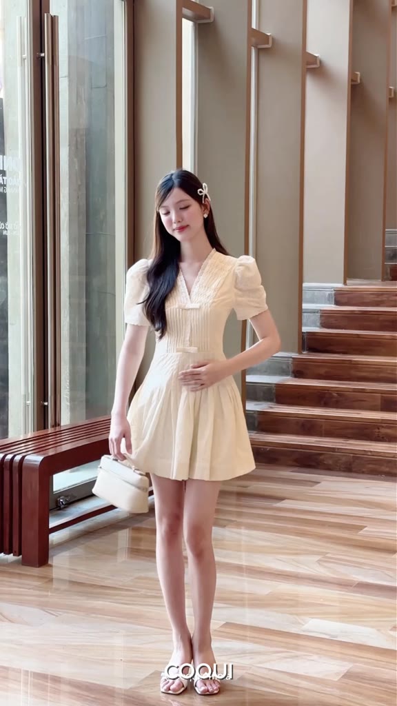 COQUI - Đầm xoè tiểu thư dự tiệc dáng ngắn xếp ly thủ công sang chảnh AMELIA DRESS | BigBuy360 - bigbuy360.vn