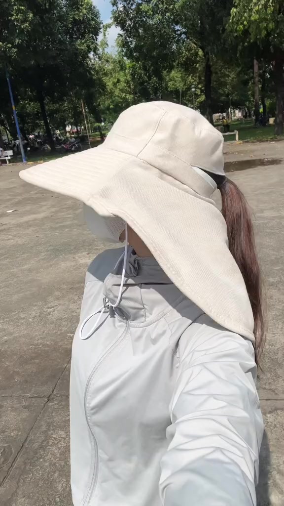 Mũ Chống Nắng Rộng Vành Tích Hợp Khăn Choàng Bảo Vệ Cổ Gấp Gọn Hình Nơ HPS, Nón Trùm Đầu Che Nắng Toàn Diện Chống Tia UV | BigBuy360 - bigbuy360.vn