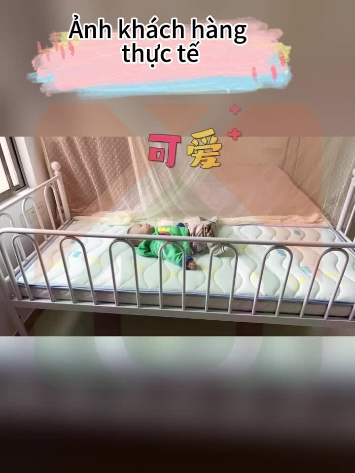 Giường Sắt em có thể ghép nối Khung thép chắc chắn bền bỉ bảo vệ an toàn với 3 mặt thanh chắn | BigBuy360 - bigbuy360.vn