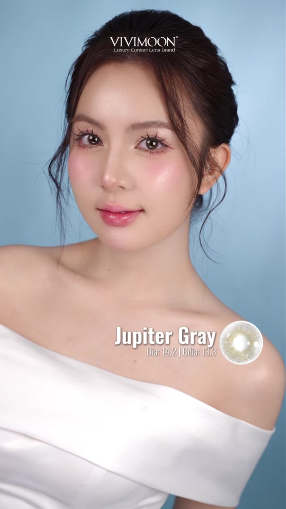 VIVIMOON lens cận 1 ngày Jupiter Gray, kính áp tròng khóa ẩm màu xám pha ánh vàng (Giá 1 chiếc, x2 để mua 1 đôi) | BigBuy360 - bigbuy360.vn