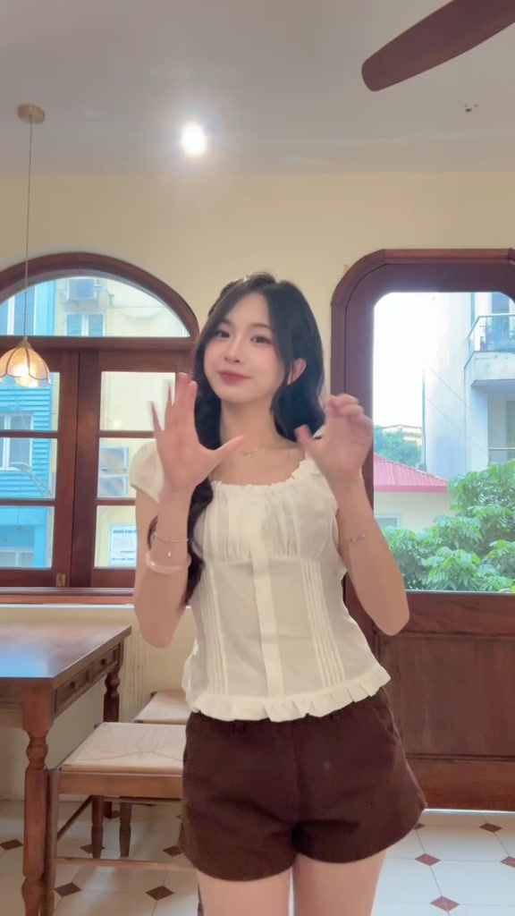 Áo thô tay bồng trễ vai kèm dây buộc eo, áo kiểu tay bồng buộc eo- 29feb.closet- a594 | BigBuy360 - bigbuy360.vn