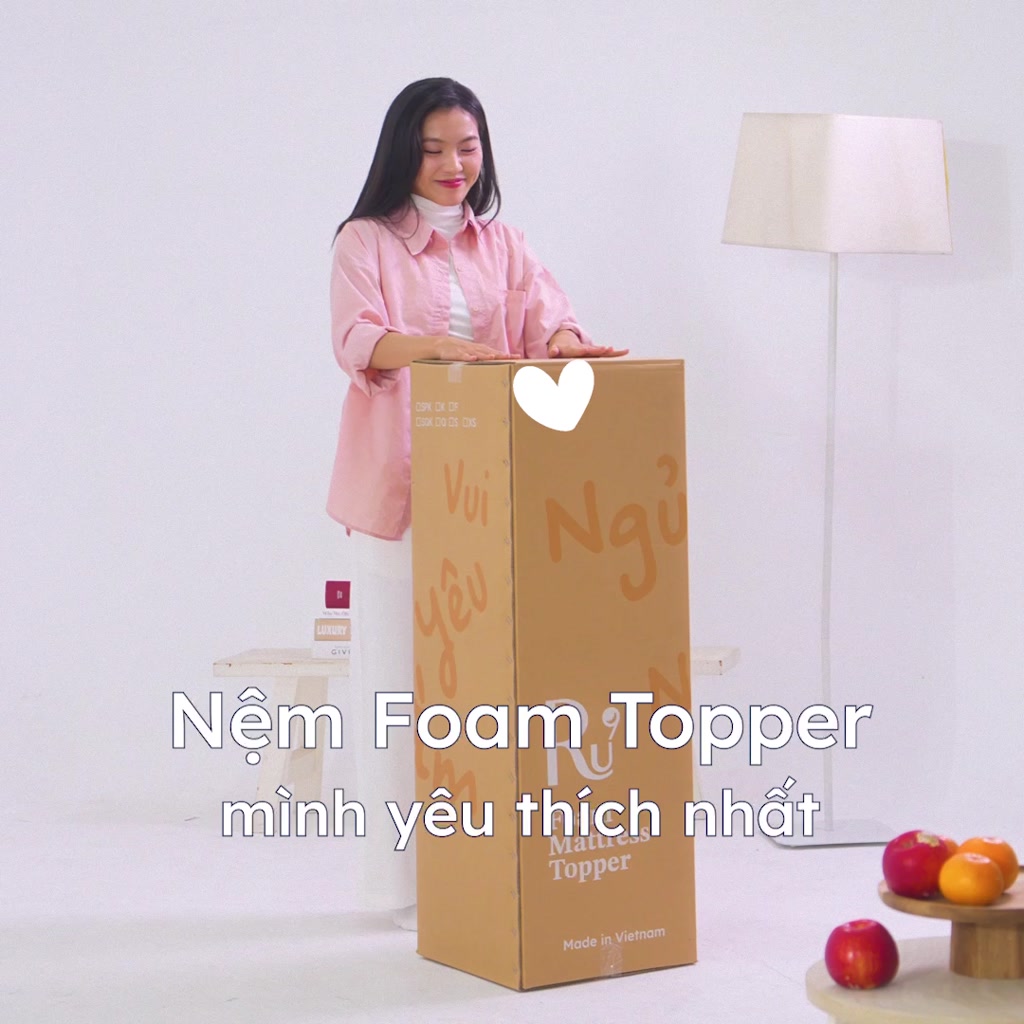 Topper Flow Ru9 Cao Cấp 5cm | Topper Foam | 2 Lớp Foam Êm Ái Nâng Đỡ | Dễ Dàng Cuộn Gọn | Tặng Túi Đựng Tiện Lợi | BigBuy360 - bigbuy360.vn