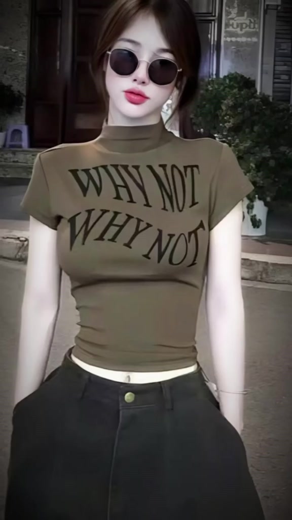 Áo BABYTEE Tay Ngắn CỔ LỌ WHY NOT In Hình DD85, Áo Thun Nữ Cổ Cao Chất Borip Cộc Tay BAINE | BigBuy360 - bigbuy360.vn