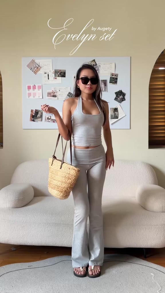 Quần Ống Loe Legging Augety Studio Cạp Trễ Dáng Dài Gập Eo EVELYN Leggings | BigBuy360 - bigbuy360.vn