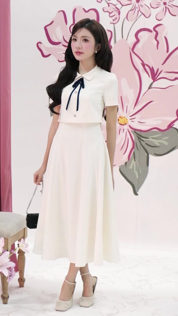 (Re:spring) Váy giả set tuýt sy cổ đá kèm nơ rời thanh lịch sang trọng thời trang Calie VX357 | BigBuy360 - bigbuy360.vn