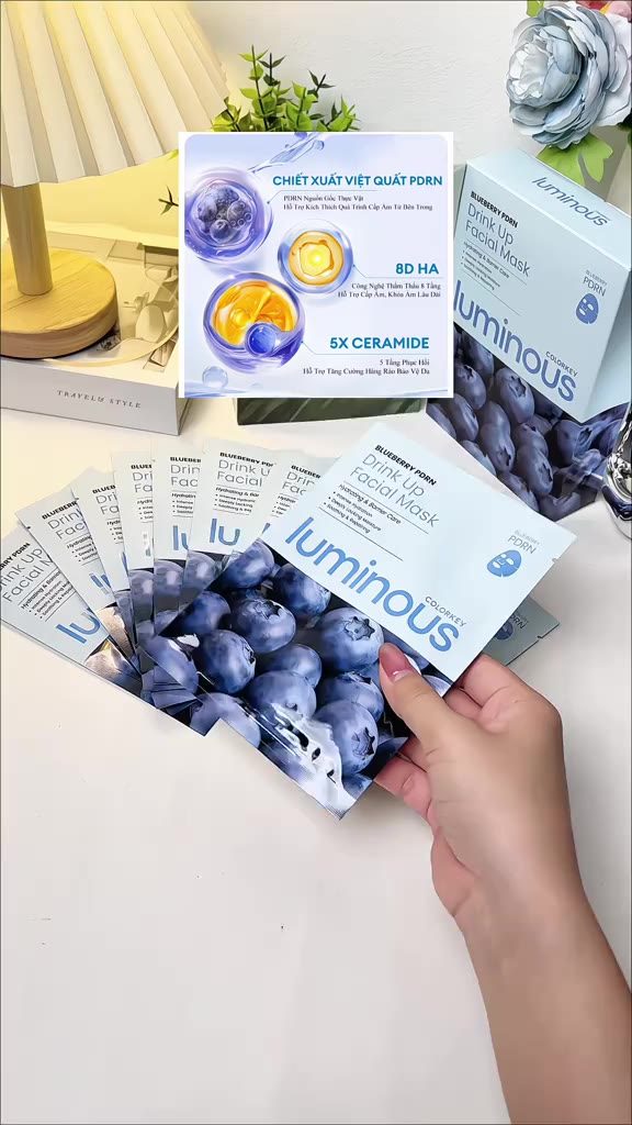 Mặt Nạ COLORKEY LUMINOUS | Vitamin B5/ Vitamin B3/ Trà xanh/ PDRN| Hỗ trợ dưỡng ẩm, sáng da, giảm dầu mụn| 10 miếng/Hộp | BigBuy360 - bigbuy360.vn