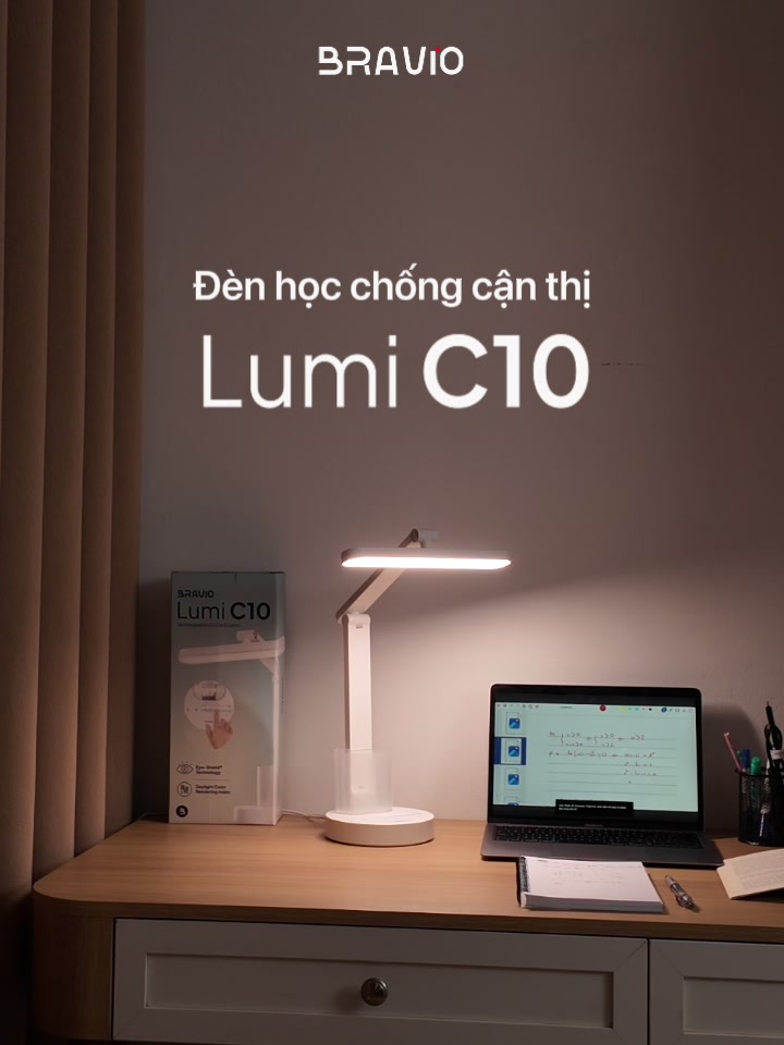 Đèn học để bàn chống cận thị Bravio Lumi C10 đèn học tích điện bàn làm việc đọc sách LED bảo vệ mắt cho bé sạc pin | BigBuy360 - bigbuy360.vn