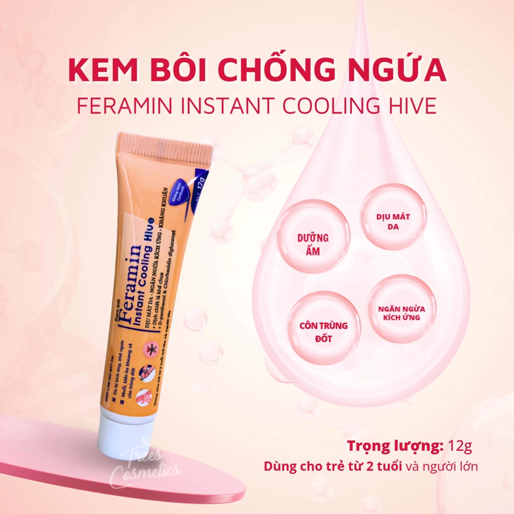 Kem bôi chống ngứa Feramin Instant Cooling Hive dưỡng ẩm, làm dịu da, ngăn ngừa kích ứng 12g | BigBuy360 - bigbuy360.vn