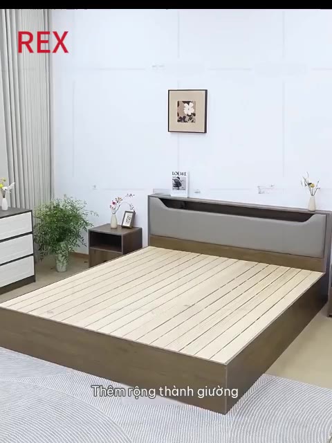REX Giường Ngủ hiện đại Đầu giường có chức năng lưu trữ  chống xước đế nhựa chống ẩm | BigBuy360 - bigbuy360.vn