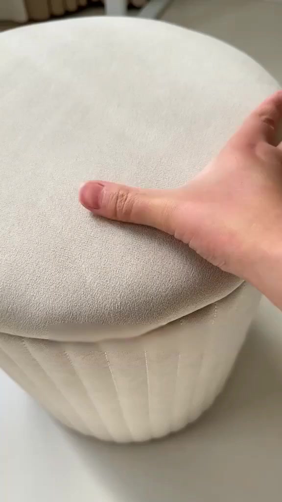 HEINO Ghế đôn sofa Ghế đôn trang điểm bọc nhung, chân gỗ tự nhiên, viền inox vàng, phong cách Bắc Âu | BigBuy360 - bigbuy360.vn