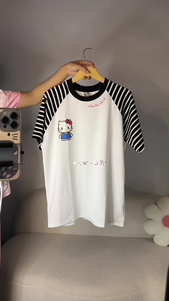 Áo Thun Ngắn Tay Raglan Phối Kẻ Borip Sọc Ngang x Cotton 250gsm  Hello Kitty Form Boxy Unisex Nam Nữ HA.BO STORE18 | BigBuy360 - bigbuy360.vn