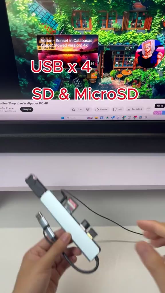 Bộ Hub 8 Trong 1 2 đầu USB &Type-C Mở Rộng 4 Cổng USB, Khe Cắm Thẻ SD/TF, Audio 3.5mm Cho Laptop , Điện Thoại & Máy Tính | BigBuy360 - bigbuy360.vn