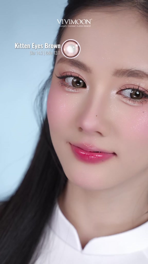 01 Chiếc Kính áp tròng VIVIMOON LENS 1 ngày màu nâu sáng Kitten Eyes Brown (Giá 1 bên mắt, x2 để đặt 1 đôi) | BigBuy360 - bigbuy360.vn