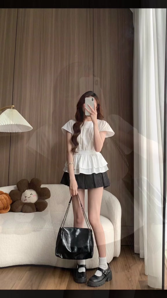 Áo Kiểu Cổ Tròn Chiết Eo Hàn Quốc A876 Su Chang Thời Trang Nữ | BigBuy360 - bigbuy360.vn