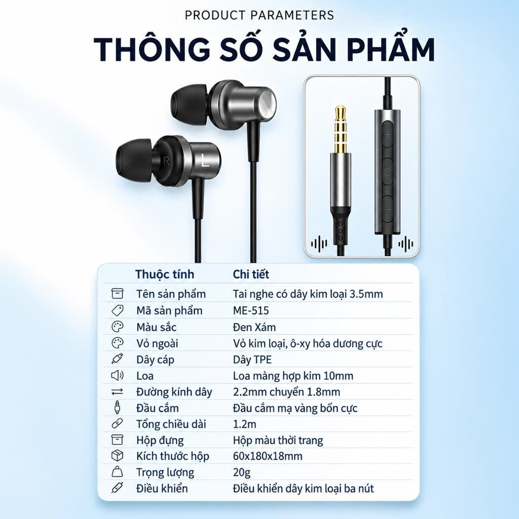 Tai nghe 3.5mm TRIPMATE H02, Âm Thanh Sống Động, Mic Đàm Thoại Rõ Nét, Thiết Kế Hút Từ Chống Rối | BigBuy360 - bigbuy360.vn