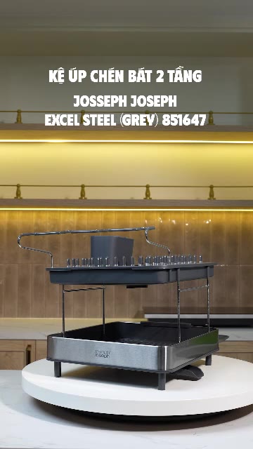 Kệ úp chén bát 2 tầng Joseph Joseph Excel Steel (Grey) 851647,Khay đựng bát đĩa tiện lợi có giá đỡ ly SNTKITCHEN 450215 | BigBuy360 - bigbuy360.vn