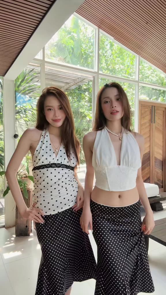 Chân váy lụa chấm bi cạp trễ dáng lửng phom đuôi cá xòe chất liệu lụa 2 lớp không nhăn (Đủ size) | BigBuy360 - bigbuy360.vn
