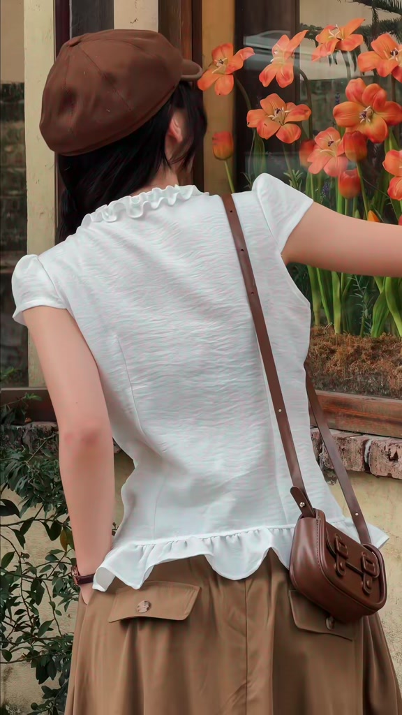 Áo kiểu cổ V bèo dây buộc nơ chiết eo Miho House | BigBuy360 - bigbuy360.vn