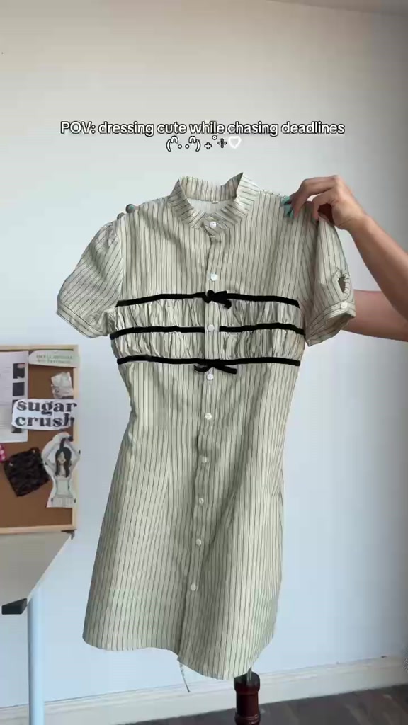 Sugar Crush - Váy kẻ sọc dáng chữ A cổ tàu- Lumie Dress | BigBuy360 - bigbuy360.vn