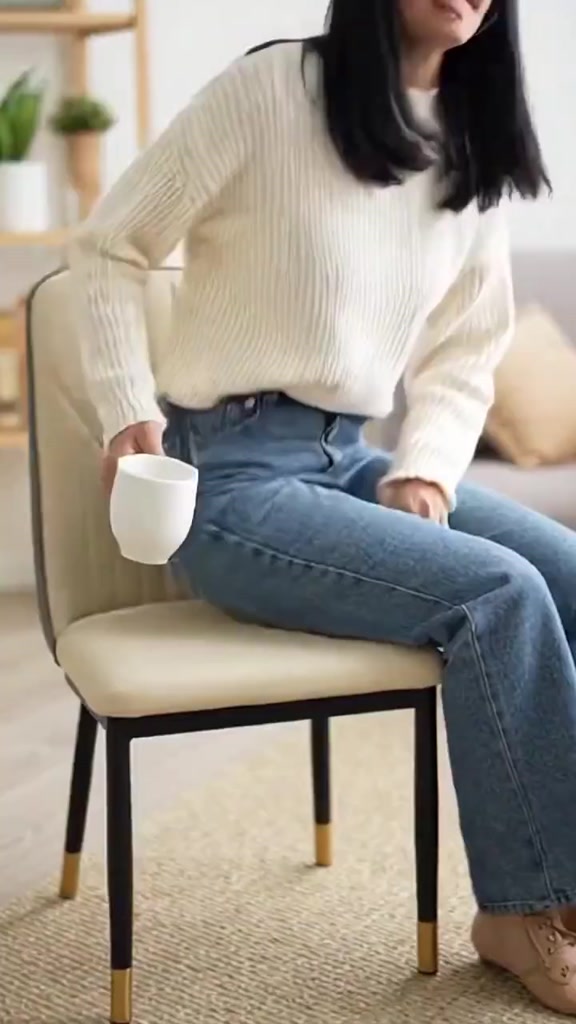 Alove Ghế ăn bọc da phong cách Bắc Âu hiện đại tối giản tựa lưng êm ái dùng cho phòng ăn quán cafe | BigBuy360 - bigbuy360.vn