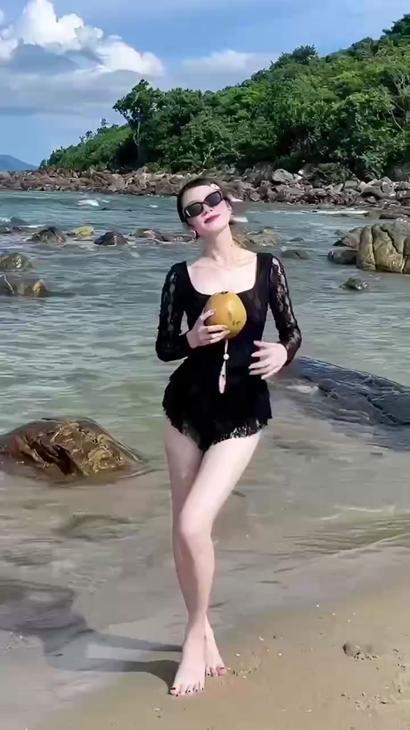 [Có Cúc] Đồ bơi đi biển BODYSUIT REN TAY DÀI vuông ôm sát body chân nhún bèo viền xếp tầng xinh xắn nhẹ nhàng [BKN 921] | BigBuy360 - bigbuy360.vn
