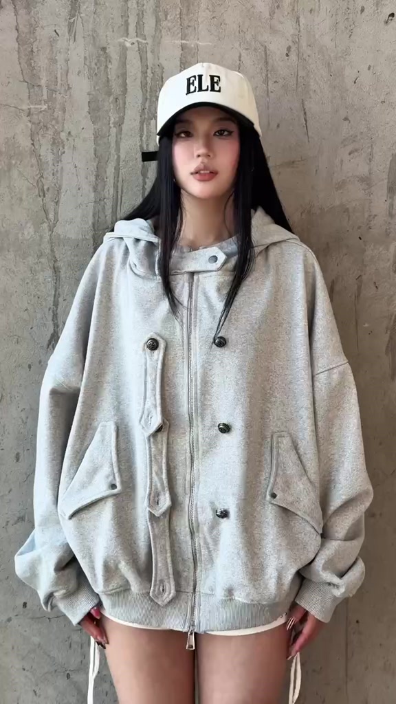 Áo khoác nỉ basic REGODS REBEL HOODIE ZIP form rộng oversize 420GSM - 2 màu xám đen chất nỉ chân cua cao cấp dày dặn | BigBuy360 - bigbuy360.vn